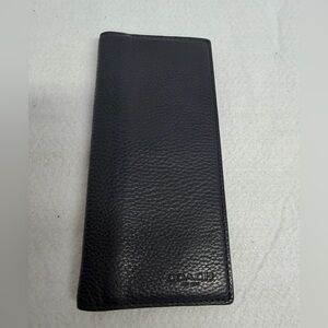 Coach Pebble Leather Black Embossed Logo Long Leather Wallet